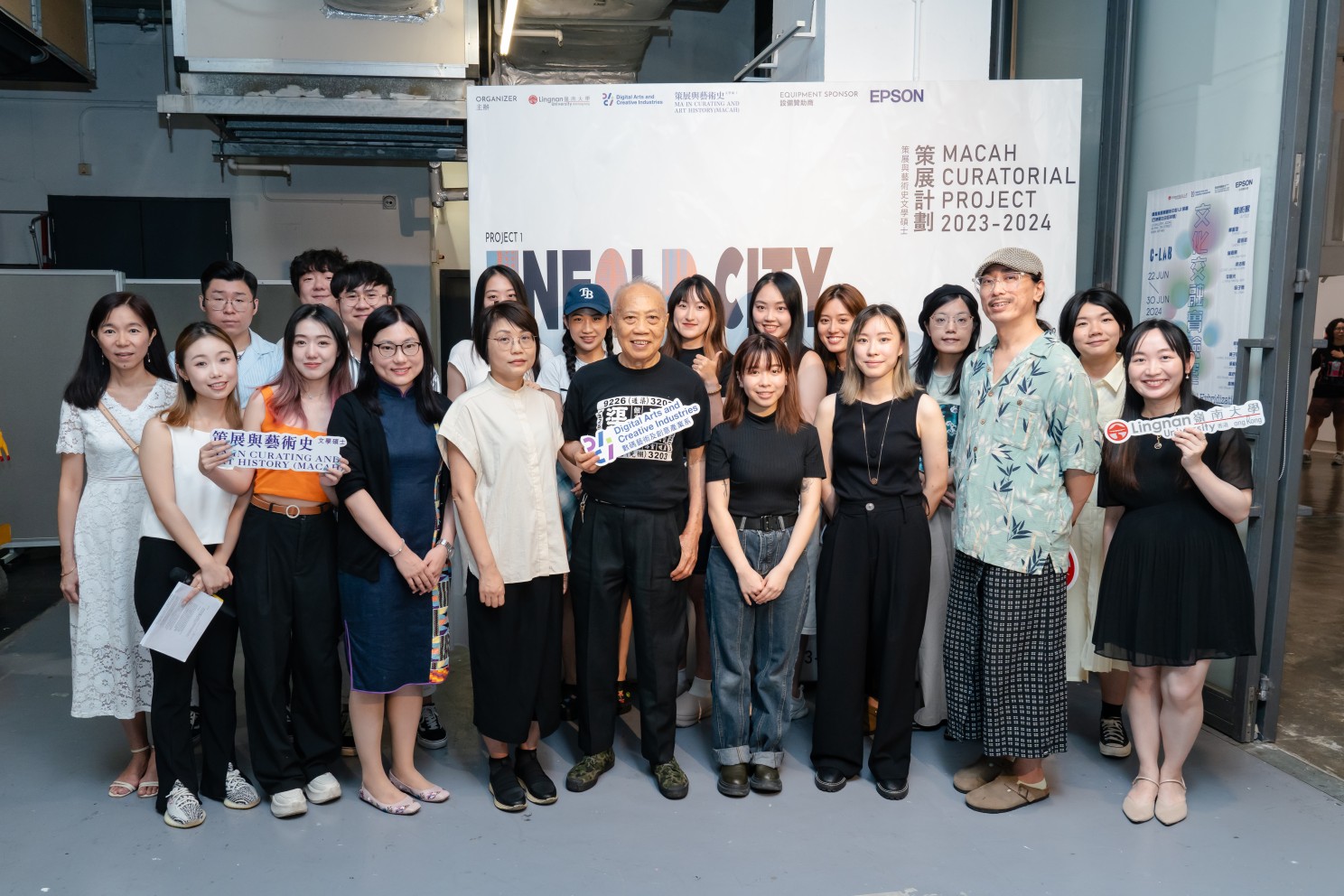 Group photo of DACI faculty members, student curators and artists