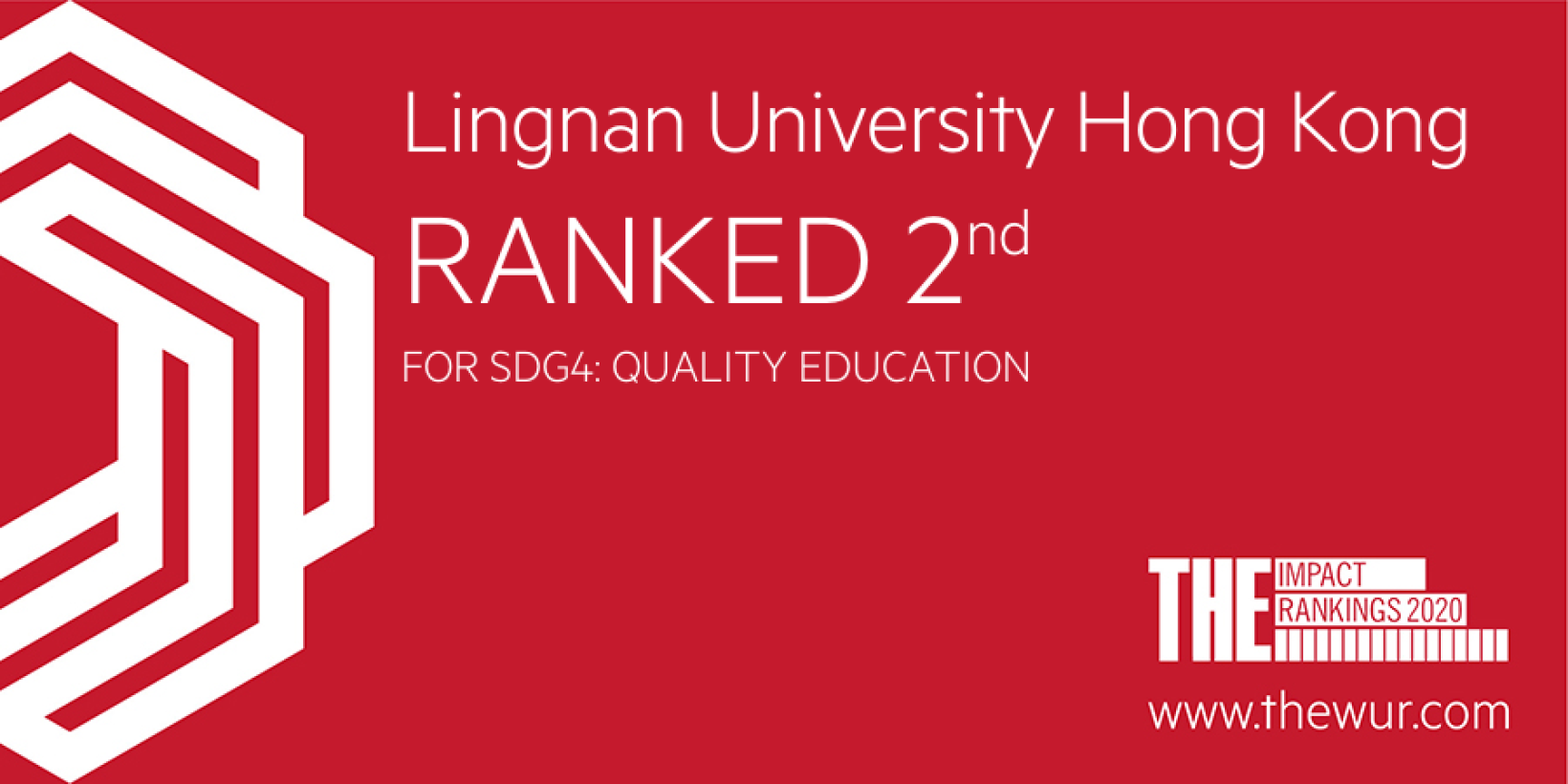 岭大於2020年泰晤士高等教育大学影响力排名中「优质教育」位列全球第二