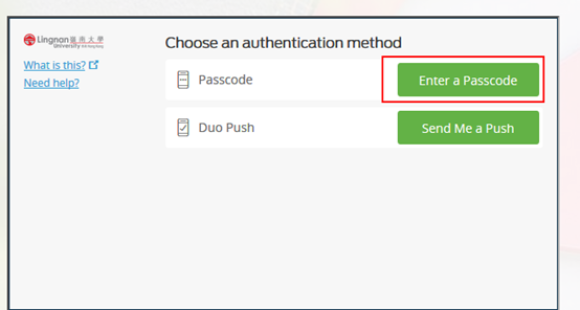 Select Enter a Passcode