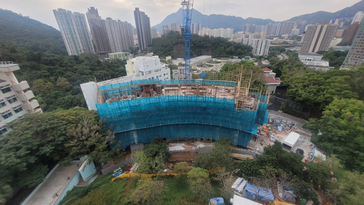 Aerial view of the construction site